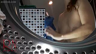 Adorable housewife slave fucked in the washing machine