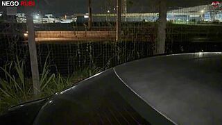 paolla hotwife flashing in the car with big black cock