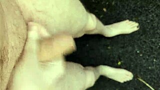 risky midday outdoor masturbation with a monster cock in public