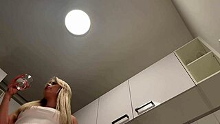 Hot Sexy All-Natural Big Tits Braless Wife Goes No Panties In Kitchen