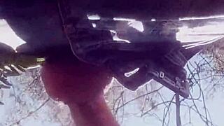 Real behind-the-scenes outdoor deepthroat blowjob leads to horny fucking and facial with monster cock.