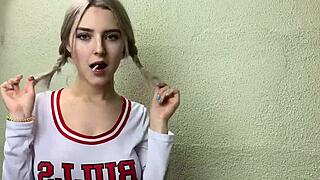 Horny Blonde Teases Classmate and Gets Cum Covered