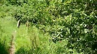 Real behind-the-scenes outdoor deepthroat blowjob leads to horny fucking and facial with monster cock.