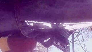 Real behind-the-scenes outdoor deepthroat blowjob leads to horny fucking and facial with monster cock.