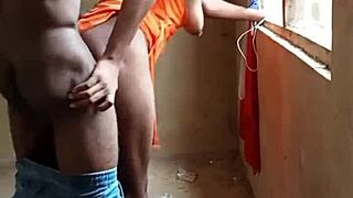 african teen in standing doggy position