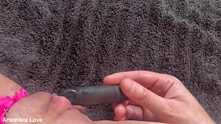 italian milf artemisia love intensely masturbates her shaved pussy in close-up pov