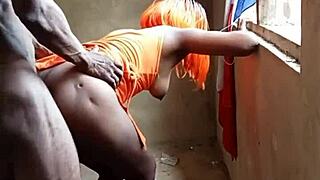 african teen in standing doggy position