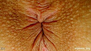 pulsating orgasm hits hard with anal contractions in close-up view.