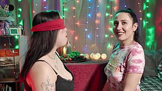 Can you believe she tricked me into sucking her man's cock in this wild threesome, moaning as he cums in my mouth?