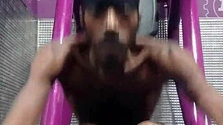 Machine solo in gym with mature roommate daddy dorm amateurs sexy cute fitness?