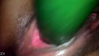 latina toys herself hard with dripping mel