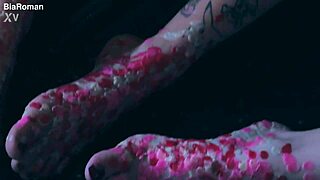 Tattooed redhead licks bound brunette in kinky games