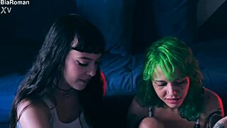 Tattooed redhead licks bound brunette in kinky games