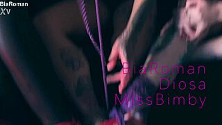 Tattooed redhead licks bound brunette in kinky games