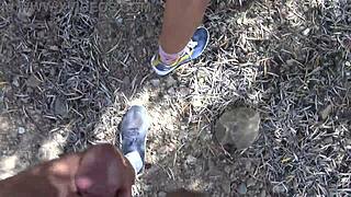 Wow, amateur milf pissing and creampied in wild public fuck!