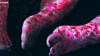 Tattooed redhead licks bound brunette in kinky games