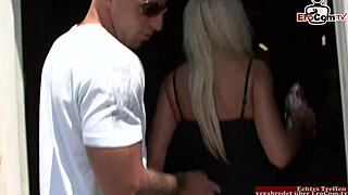 Blonde milf gets intense cumshot in mouth