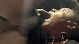 Ebony couple engages in deepthroat training with big black cock