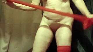 european maid performs striptease bent over in public