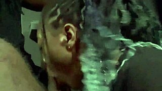 Ebony couple engages in deepthroat training with big black cock