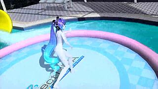 Hatsune miku dancing naked with her big tits bouncing!