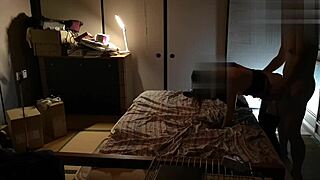 standing back handjob finish with asian japanese in stockings