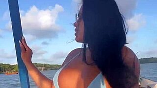 brazilian latina wife in bikini on boat ride