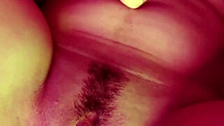 she's masturbating her pussy with a big dildo until creamy cumshot