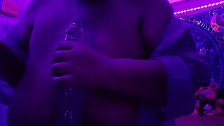 Worshipped In Purple With Big Cock And Natural Tits