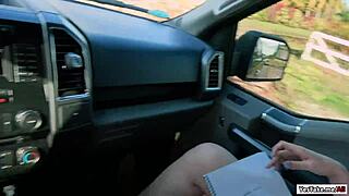 naughty jessie feels so exposed showing her pussy to that stranger outdoors