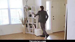 Man, punishing this hot Asian teen with my big dick!