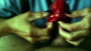 Amateur wife performs sloppy blowjob on monster cock. She uses fruit roll-up for sucking.