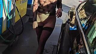 flashing tits at the petrol station 😏