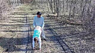 A daring couple got caught fucking outdoors under drone surveillance