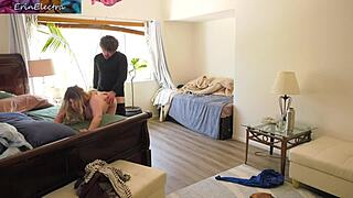 Stepmom and stepson get frisky in bedroom with curvy blonde doggystyle