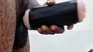 i helped myself with a huge cock toy since my girlfriend was away