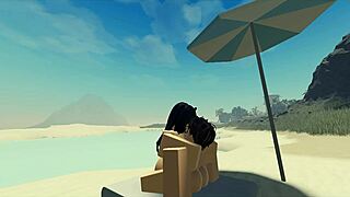 fucking my roblox catgirl at the beach with cum creampie