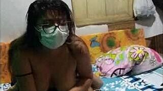 My stepsister climbs on my chest, removes her panties, sucks my dick, I lick her pussy, she has intense orgasms.