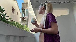 blonde beauty flashing naked on my balcony