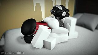 They return for threesome sex with big cocks in bent over, missionary, and riding positions.