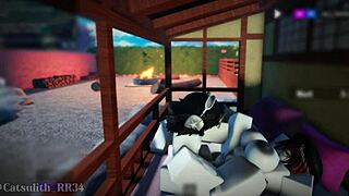 They return for threesome sex with big cocks in bent over, missionary, and riding positions.