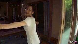 Skinny Asian Mature Wife Sucks and Swallows Stranger in POV