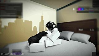 They return for threesome sex with big cocks in bent over, missionary, and riding positions.