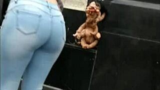 i watch the latina teen's big ass in tight jeans from afar, feeling the voyeur thrill