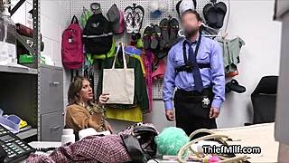 Curvy milf caught stealing dress, drilled on backroom desk