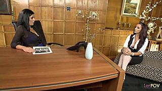 new owner changes company with lesbian milf threesome in classroom fingering