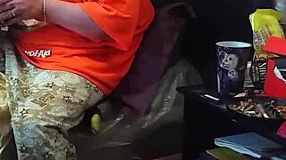 my stepmom pretending not to look at the big black cock