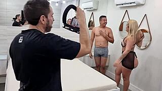 backstage recording with blonde anny lopes enjoying double and cum