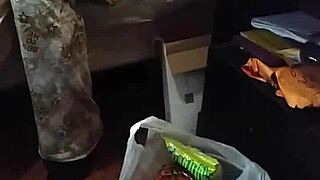 my stepmom pretending not to look at the big black cock