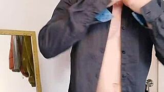 English bull strips off shirt and jeans, getting nude